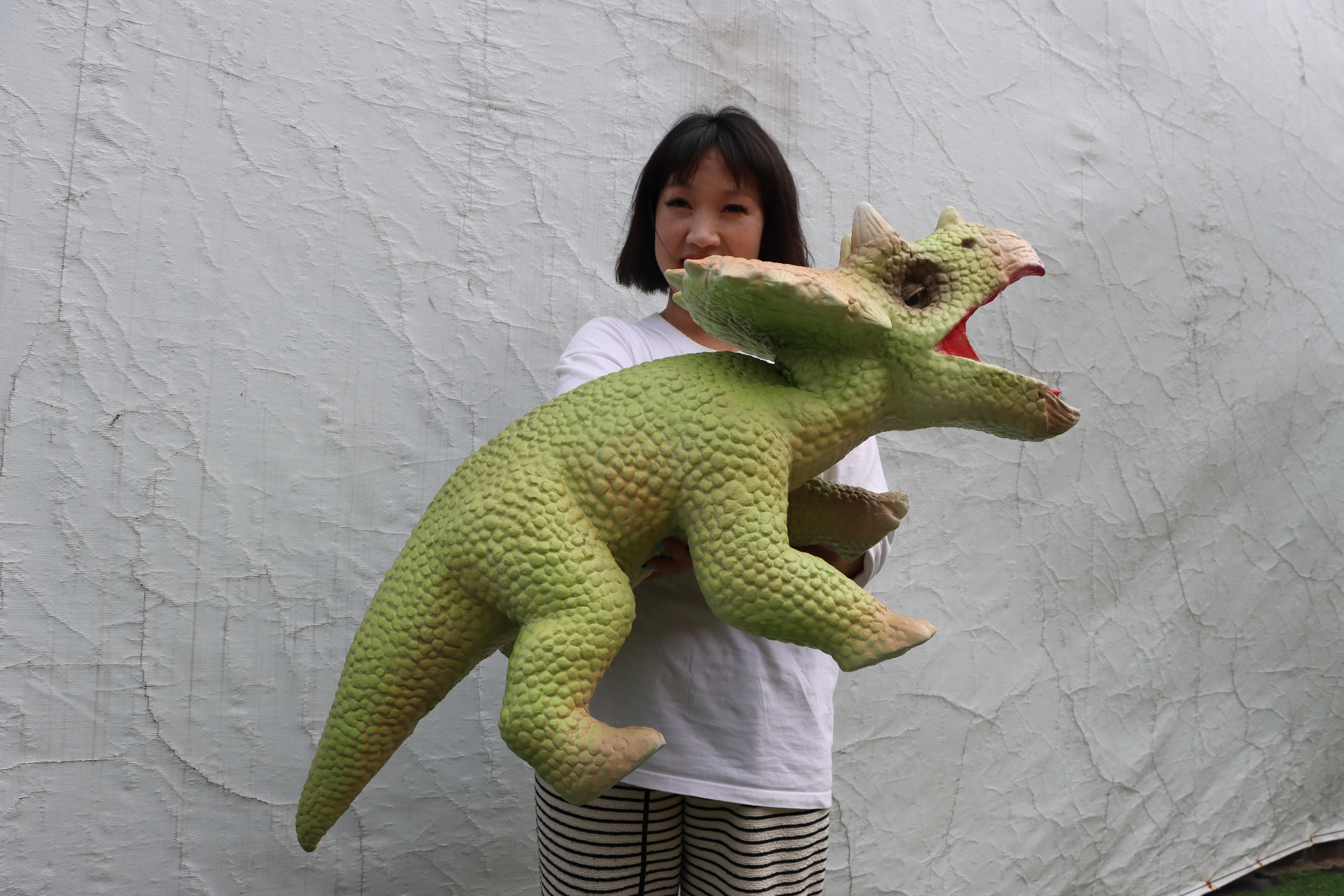 Large Green Triceratops Realistic Puppet
