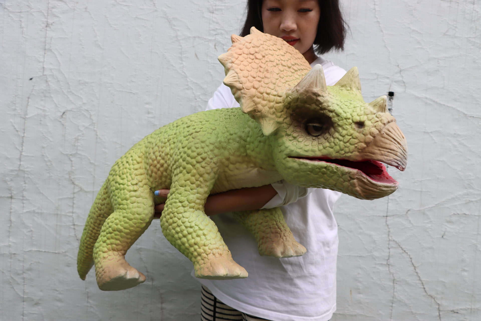 Light-Green Triceratops Interactive Puppet