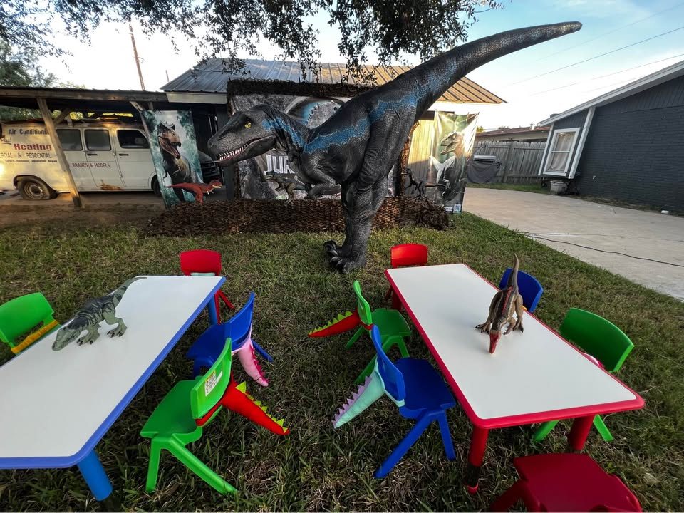 Raptor Costume — Outdoor Event Setup