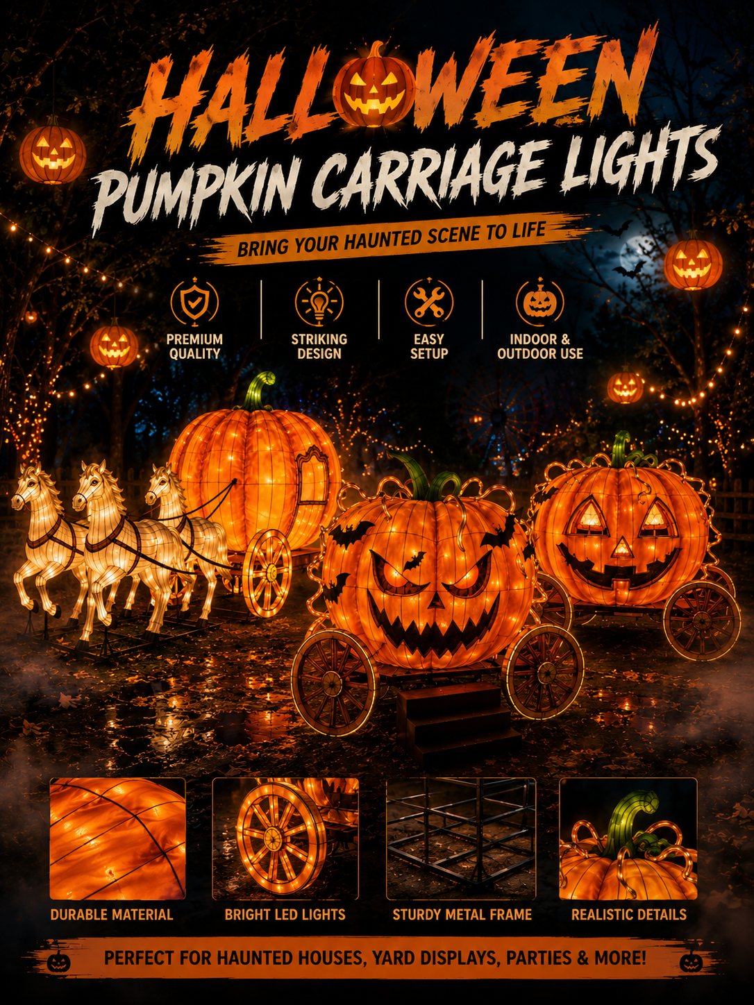 Pumpkin Carriage Lights — Detail Range