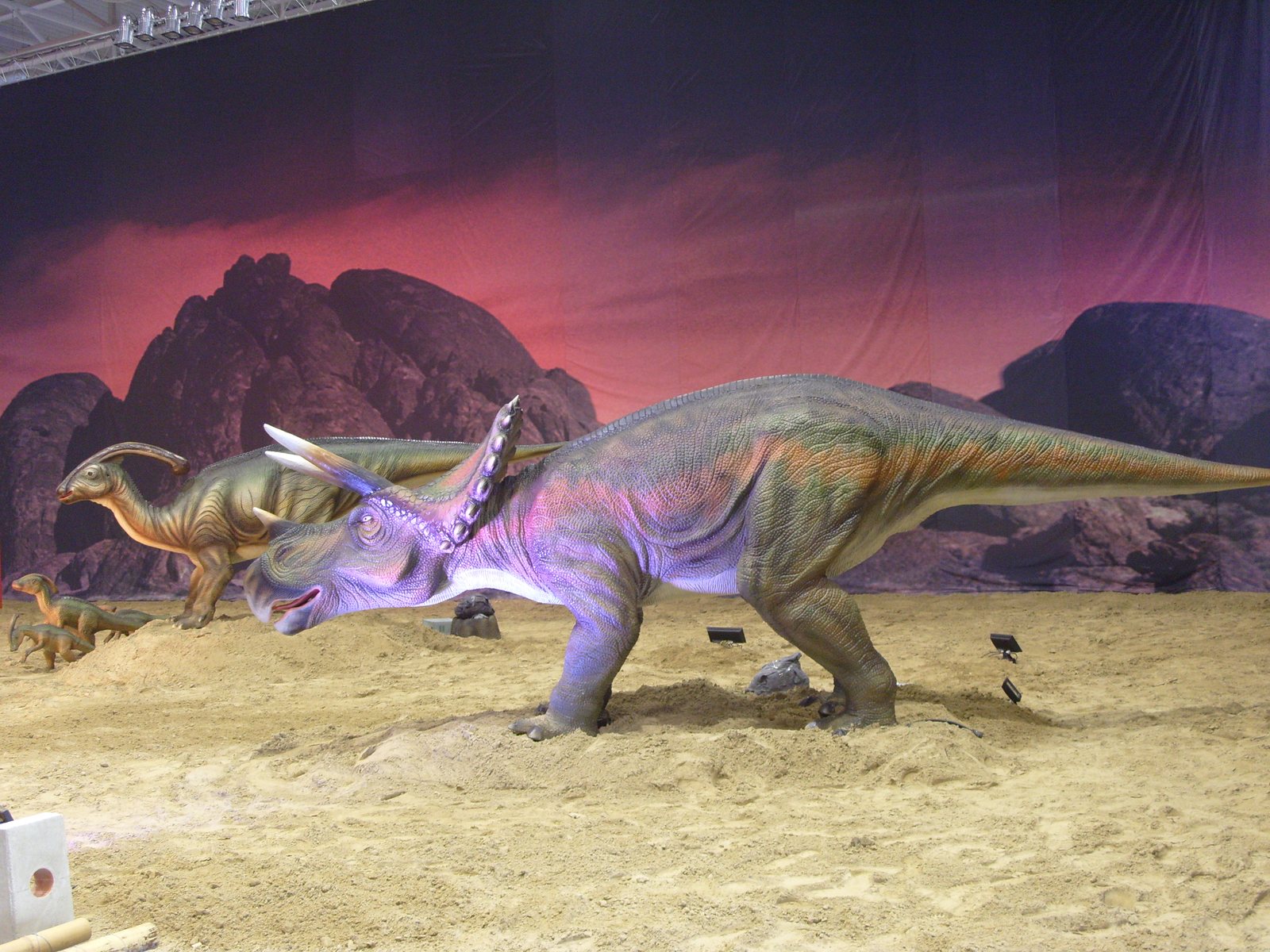 Museum Night Scene — Twin Dinosaurs