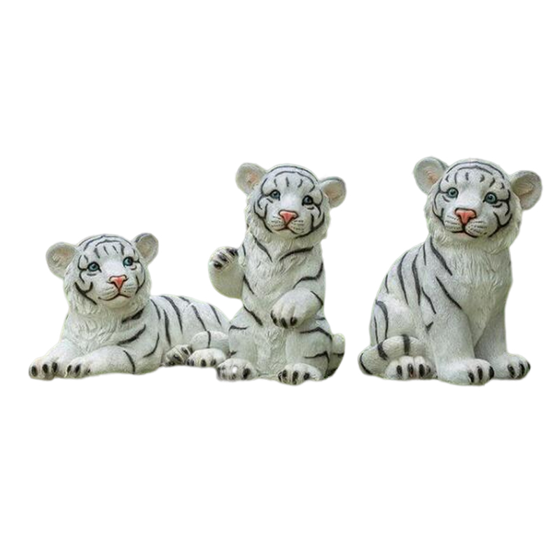 Realistic White Tiger Family