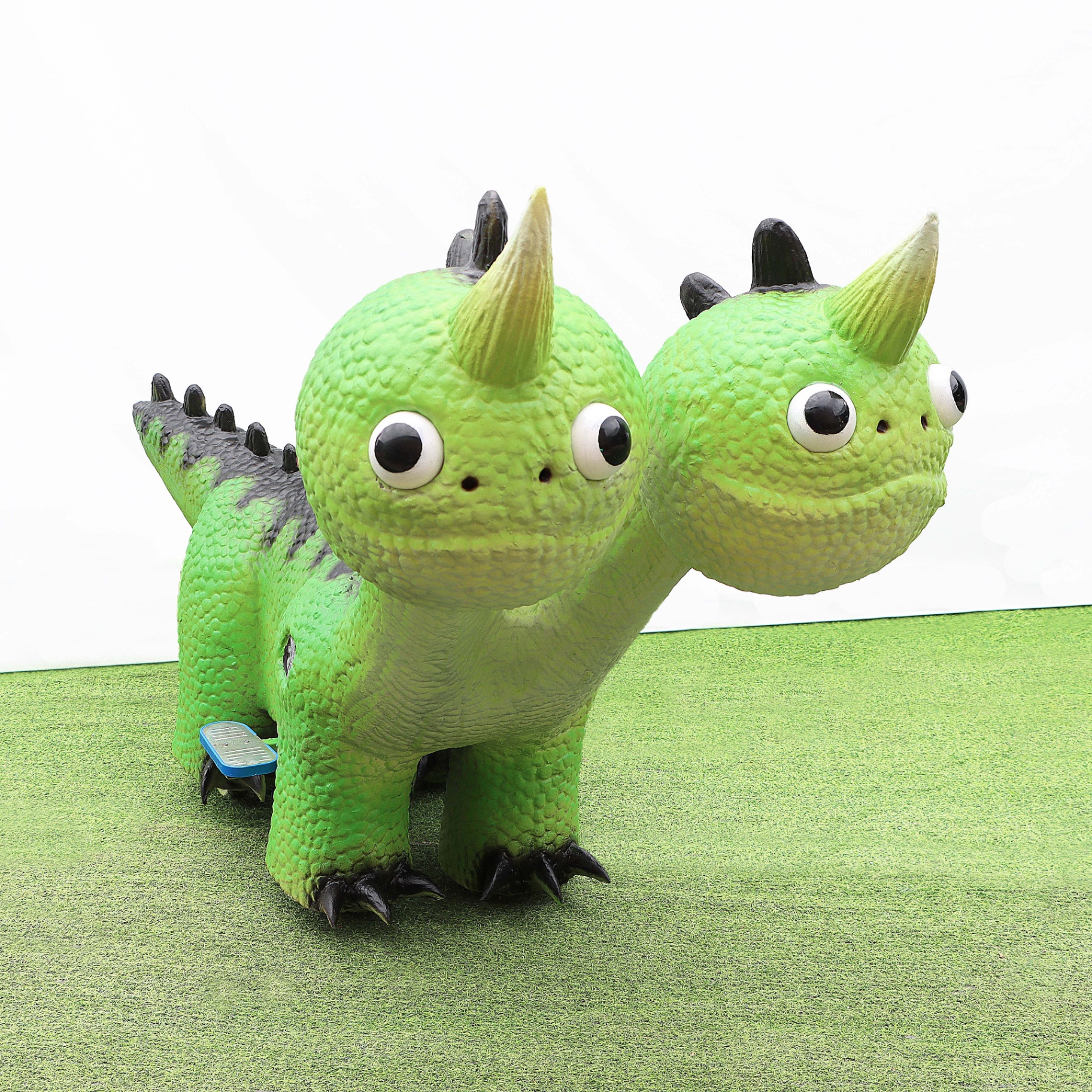 Cartoon Green-Dragon Dual-Head Parent-Child Ride